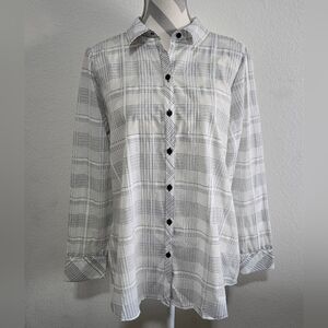 Foxcroft Black and White Plaid Button Down Shirt